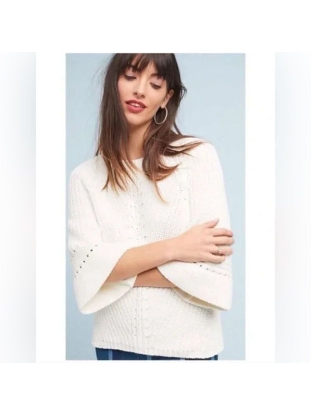 Anthropologie Rosie Neira Adrienne Bell Sleeve Knit Sweater